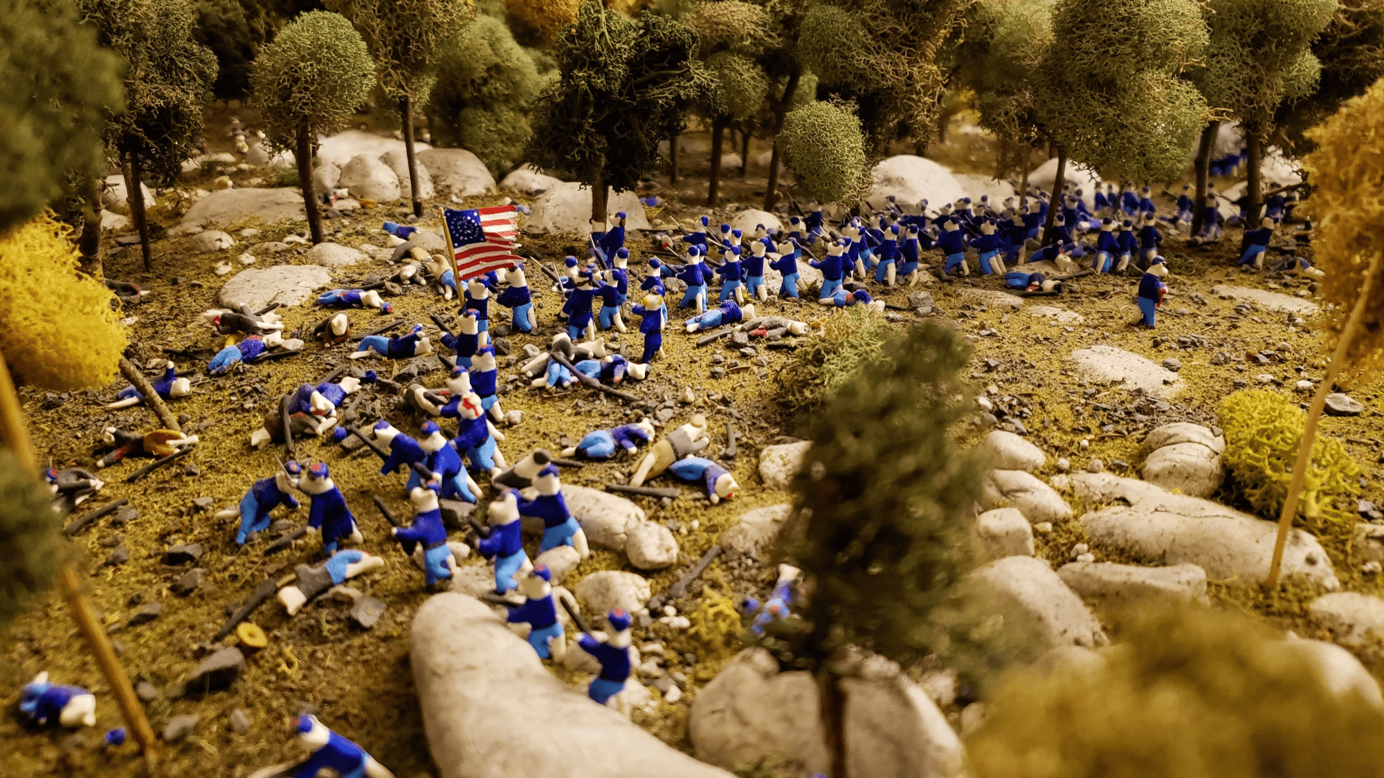 Ten thousand clay cats wage tiny Civil War