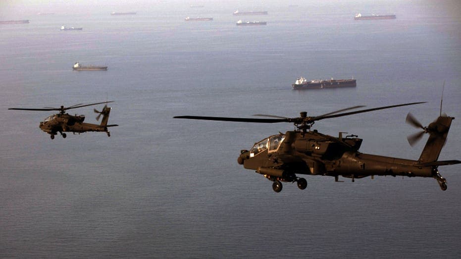 Apache gunships flex muscle policing strategic Persian Gulf waters