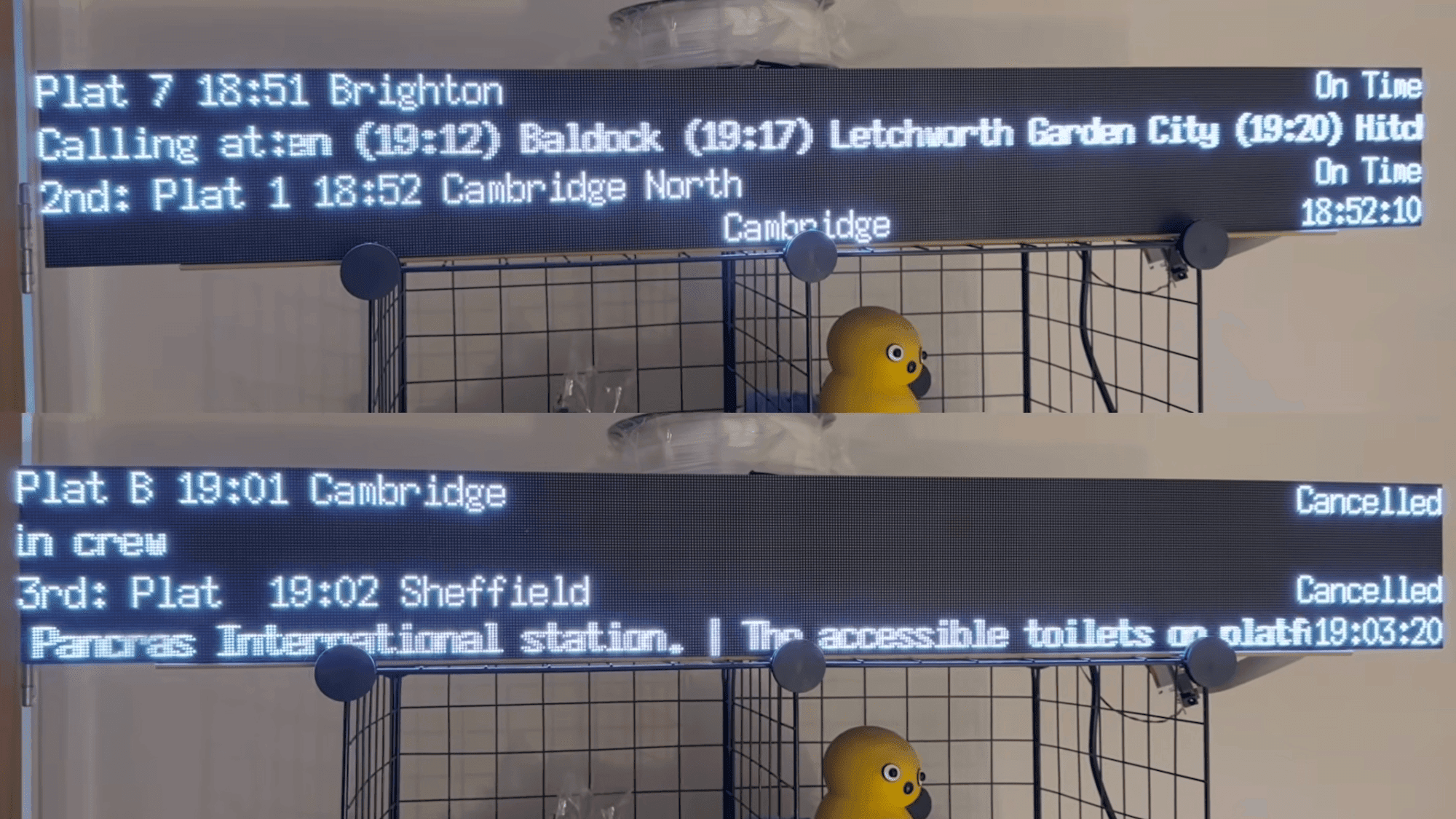 Train enthusiast builds departure board for home
